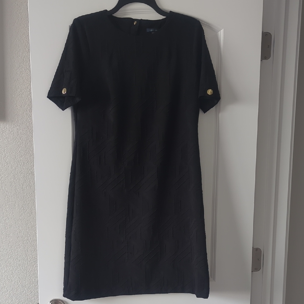 Tommy Hilfiger Black Sheath Mini Dress Crew Neck Size 10